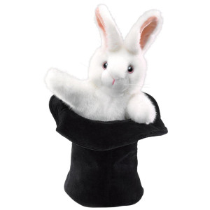 Folkmanis Rabbit In Hat Hand Puppet Black White Pink 1 Ea