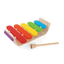 Plantoys Oval Xylophone Toddler Musical Instruments Sustainablymade Wooden Xylophone With 5 Colorful Panels Sturdy Handle F