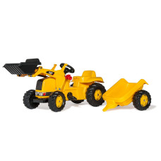 Rolly Toys Cat Construction Pedal Tractor Front Loader Tractor With Detachable Trailer Youth Ages 25 Yellow