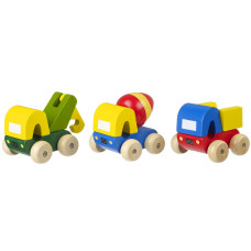 Orange Tree Toys First Trucks Hand Painted Colorful Wooden Toy For Toddlers Age 12M Sustainably Made Set Of 3