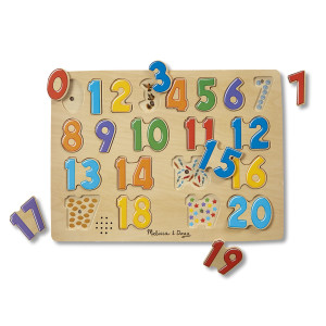 Melissa Doug Numbers Sound Puzzle Wooden Puzzle With Sound Effects 21 Pcs