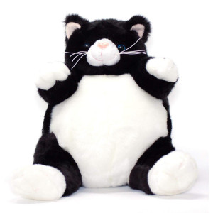 Unipak Black And White Plumpee Cat Plush Toy 9 Inches Tall