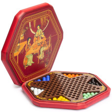 Yellow Mountain Imports Classic Chinese Checkers Halma Board Game Set With Storage 126Inch Wooden Board And Solid Color 16M