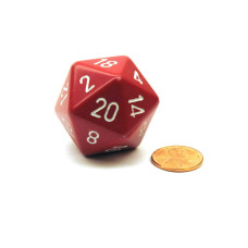 Jumbo D20 Counter Opaque 34Mm Dice Red With White