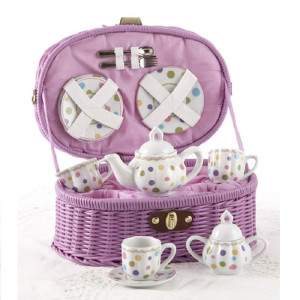 Delton Products Gumdrops Dollies Tea Set In Basket Large