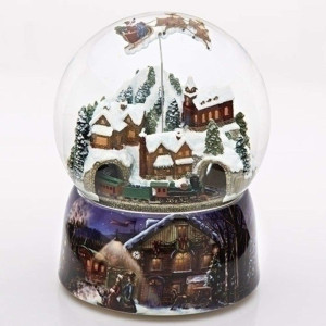 Roman 37753 Glitterdomes Snow Globe 150Mm Musical With Santa In Sleigh 8 Inch