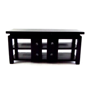 Dollhouse Miniature 112 Scale Black Tv Stand T5978