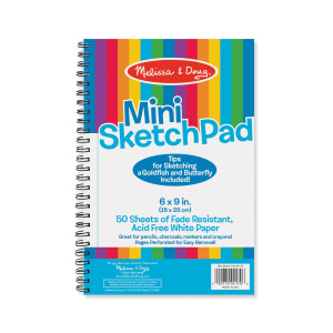 Melissa Doug Mini Sketch Pad 50 Spiralbound Blank White Pages 6 Inches X 9 Inches