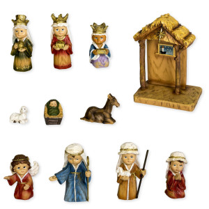 Woodworks 11Piece Nativity Set Featuring Children As The Holy Family An Angel A Shepherd With Sheep And 3 Kings 8Inch 36144