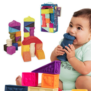 B Toys Alphabetical Sort Stack Developmental Baby Blocks 26 Soft Blocks For Kids Babys Elemenosqueeze 6 Months