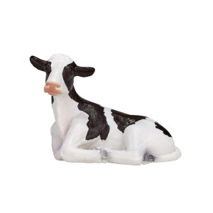 Mojo Holstein Calf Lying Down Realistic Farm Animal Hand Painted Toy Figurine