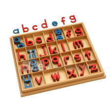 Elite Montessori Wooden Movable Alphabet With Box Preschool Spelling Learning Materials Red Blue 5Mm Thick