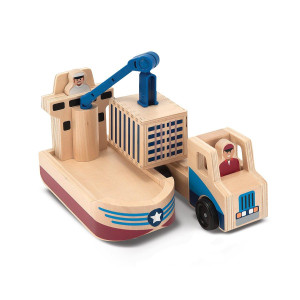 Melissa Doug Whittle World Cargo Ship Truck Set