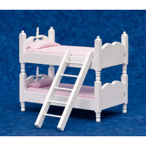 Dollhouse Miniature 112 Scale White And Pink Bunkbeds With Ladder T5413