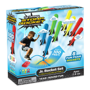 Stomp Rocket Jr Multicolor Rocket Launcher For Kids 8 Rockets Fun Outdoor Kids Gifts For Boys Girls Stem Toy Foam Blaste