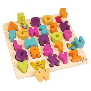 B Toys Alpha B Tical Wooden Alphabet Puzzle 26 Letter Pieces Chunky Wooden Puzzle Educational Toys For Toddlers Kids