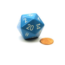 Jumbo D20 Counter Opaque 34Mm Dice Light Blue With White