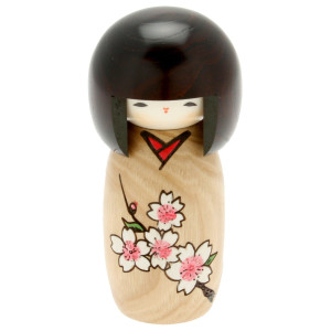 Usaburo Japanese Kokeshi Doll Kimikos Brown Kimono