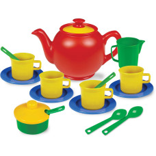 Kidzlane Play Tea Set 15 Durable Plastic Pieces Safe And Bpa Free For Childrens Tea Party And Fun