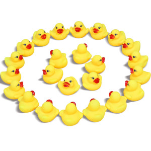 Novelty Place 24Pcs Rubber Duck Float Ducky Baby Bath Shower Toy Yellow Mini Bath Duckies For Toddlers And Kids Birthday Gift P