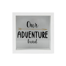 Prinz White Adventure Fund Money Savings Piggy Bank For Adults Kids Savings Box Change Jar 6 X 6 Wooden Shadow Box