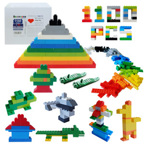 Brickyard Building Blocks 1 100 Piece Building Bricks Toy Bulk Block Set With 154 Roof Pieces 2 Free Brick Separators Compat