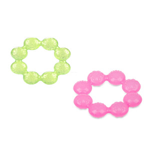 Nuby Icybite Soother Ring Teether 2 Count Greenpink