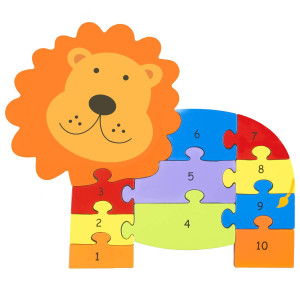 Orange Tree Toys Lion Number Puzzle 11 Piece Wooden Animal Shaped Puzzle Learn Numbers 110 Colorful Educational Toy Toddl