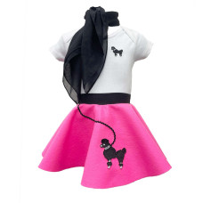 Hip Hop 50S Shop Babyinfant 3 Piece Poodle Skirt Costume Set Hot Pink 6 Month3Pc