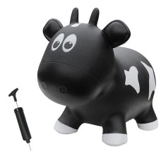 Farm Hoppers Award Winning Inflatable Toddler Safe Bouncing Black Cow Plus Pump