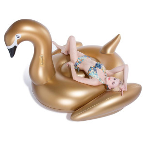 Jasonwell Giant Inflatable Golden Swan Pool Float Inflatable Party Float Toy With Fast Valves Summer Outdoor Swimming Pool Loung