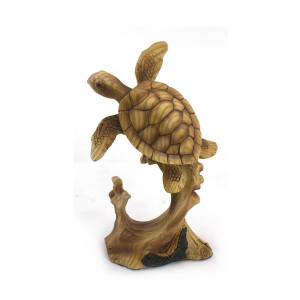 Wondermolly Marine Life Swimming Sea Turtle On Woodlike Figurine