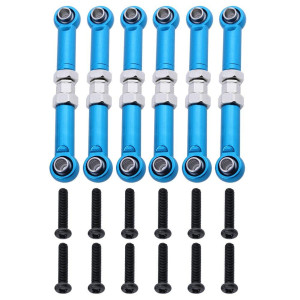 6Pcs Adjustable Hobbypark Aluminum Steering Linkage Servo Link Pull Rod Turnbuckle A95903 Metal For Wltoys A959 A969 A979 118T