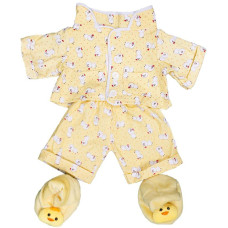 Teddy Mountain Yellow Chicken Pajamas With Slippers Set Teddy Bear Clothes Outfit Fits Most 1418 Buildabear