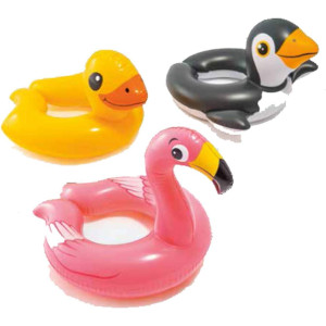 Intex 432342327 3 Pack 59220Ep Animal Head Split Ring Pool Floats Bundle Includes Frog Duck Penguin Giraffe Frog Pengui