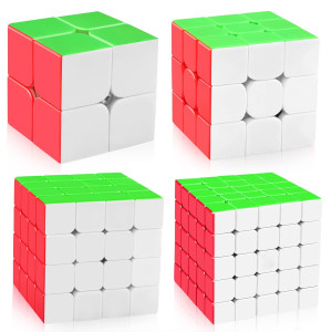 Dfantix Speed Cube Set Meilong Mf2S 2X2 Mf3S 3X3 Mf4S 4X4 Mf5S 5X5 Stickerless Speed Cubes Bundle With Gift Box