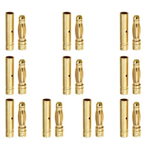 10 Pairs Hobbypark Female Male 4Mm 40Mm Gold Bullet Connector Plug For Rc Battery Esc Motor Wire Plug