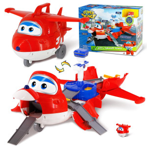 Super Wings Jetts Takeoff Tower 2In1 Airplane Toys Playset With 2 Jett Mini Figure Transformarobots Toys For Preschool K