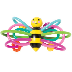 Manhattan Toy Zoo Animal Winkel Bee Multicolor Rattle Sensory Teether For Baby And Toddler