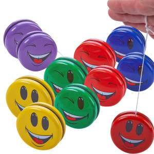 Kicko Metal Smiley Faces Yoyos For Kids 2Inch Assorted Colors Emoji Yo Yos Versatile Smile Toys Party Bag Collection Yoy