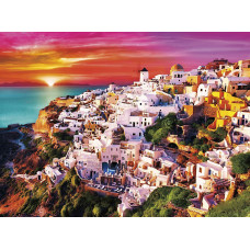 Buffalo Games Signature Collection Dreamy Santorini 1000 Piece Jigsaw Puzzle Orange White Brown Green 2675L X 1975W