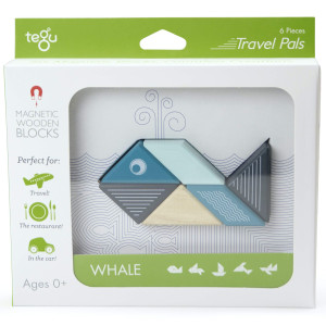 6 Piece Tegu Travel Pal Magnetic Wooden Block Set Whale