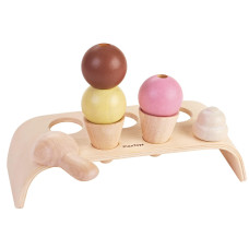 Plantoys Ice Cream Cone Pretend Play Food Set 3486 Sustainably Made From Rubberwood And Nontoxic Paints And Dyes