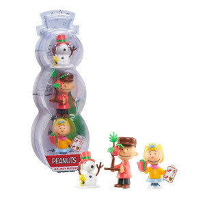 Peanuts 3Piece Figure Set Includes Characters Snoopy With Woodstock Charlie Brown With Tree And Sally With Present Kids Toy