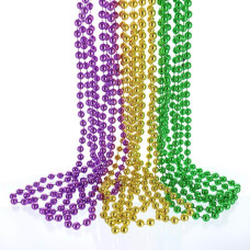 Giftexpress 12 Pcs Mardi Gras Beads 33 Multi Colors Necklaces Bundle Party Costume Necklace Metallic Colors In Gold Green