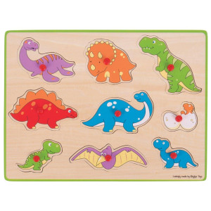 Bigjigs Toys Chunky Dinosaur Lift Out Puzzle - Multicoloured