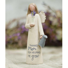 Thanks Mom Helping Me Grow Angel With Flowers 2 X 5 Inch Resin Tabletop Figurine