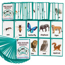 46Pcsset Wild Animalsinsects Kids Gifts English Flash Cards Pocket Card Educational Learning Baby Toys For Children Prekinder