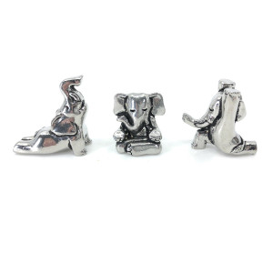 Basic Spirit Yoga Elephant Poses Pewter Miniature Figurines Namaste Meditation Zen Statue Gift