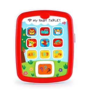 Vatos Toddler Learning Tablet For 1 Year Old Baby Ipad For 6M 12M 18M With Music Light Travel Toy Tablet With Easy Abc To